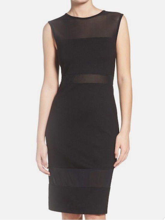 French Connection Dresses & Skirts - French Connection Black Midi Dress with Sheer Insets